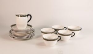 Shelley part teaset in the bute shape, pattern 11216 to include 5 cups, 6 saucers, 6 side plates and