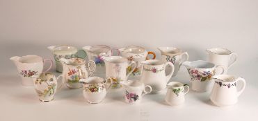 A collection of Shelley milk jugs to include various patterns and shapes ( 15 pieces)