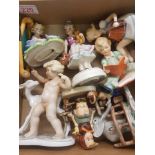 A collection of eight Goebel figures to include Boy Reading Book F218, Girl with Accordian FF217,