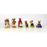 Royal Doulton Bunnykins to include Jester DB161, Spring time DB7, Susan DB83, Tom DB72, Harry DB73