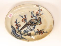 Royal Doulton Stoneware Oval Patter with Pheasant Decoration, diameter at widest 34.5cm