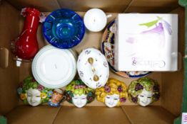 A mixed collection of ceramics and glass items to include a 19th century Masons Imari plate, Four