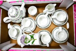 A collection of Portmeirion Botanic & Variations patterned tea ware including teapot, cups &