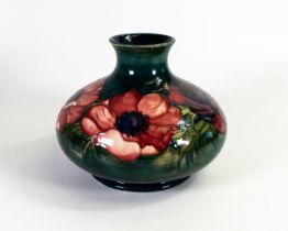 Moorcroft large Anemone squat vase. Paper sticker potters to the late Queen Mary to base. Height