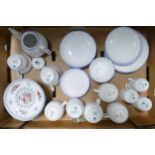 A collection of Shelley ware to include saucers, side plates, cups, milk jug, sugar bowl etc.