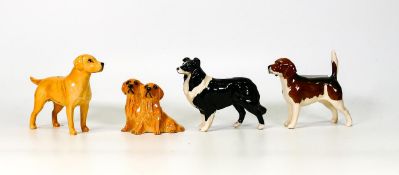 Four Beswick dogs to include Sheepdog 1854, Labrador 1956, golden retrievers 3376 and Beagle