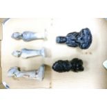 A collection of Ethnographic figures to include stone Buddha figure possibly black jade, together