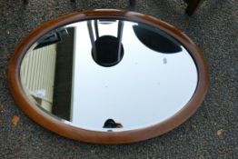 Edwardian Inlaid Oval Wall Mirror, length at largest 84cm