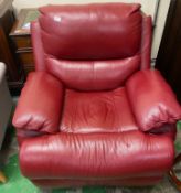 Modern Red leather Reclining Armchair 95cm W