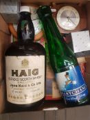 A mixed collection of items to include oversized Babysham bottle, vintage Haig Scotch whisky 1