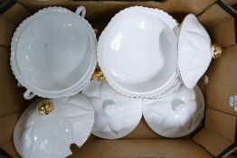 Three Shelley Dainty white lidded tureens together with lidded soup tureen (4)