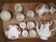 Royal Albert Old Country Roses pattern Coffee ware items to include Coffee Pot, milk/sugar, 6