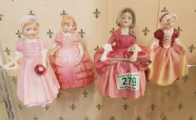 Royal Doulton Lady Figures to include Bo Peep Hn1811, Dinky Doo Hn2120, Rose Hn1368 & similar(4)