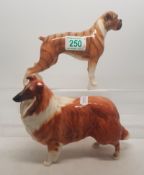Two Beswick dog figures including Collie 'Lochinvar of Lady Park' together with Beswick Boxer (2)