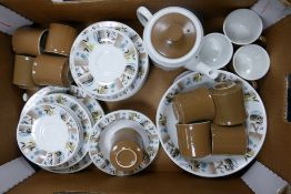 A Collection of Alfred Clough 'Satin White' Pattern Teaware to include teapot, 12 trios, bowls etc.