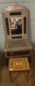 Handmade inlaid Indian style side table together with matching mirror & vintage inlaid jewellery /