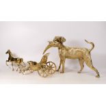Brass Gun Dog Ornament & similar Horse & Carriage Figure (2)