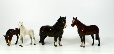 Beswick Horses to include Stallion 1922, Wooley Shetland 1033, Grazing Foal 946 & Grey Foal 1813(4)