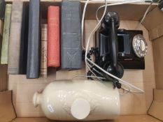 A mixed collection of items to include a vintage black GPO telephone together with stoneware hot