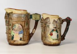 Royal Doulton Raised Relief Dickens Jugs Martin Chuzzlewit & Pickwick Papers, tallest 20cm(2)