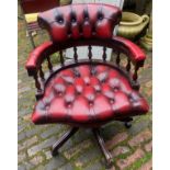 Oxblood Red Chesterfield Captains Swivel Desk Chair 90cm H x 62cm W