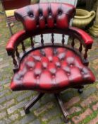 Oxblood Red Chesterfield Captains Swivel Desk Chair 90cm H x 62cm W