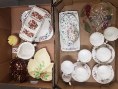 A mixed collection of ceramic items to include Minton Haddon Hall trays & Chicken figure, Duchess