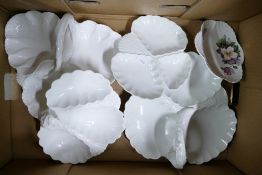 Four Shelley white trefoil dishes together with Dainty floral sweet dish (5 pieces)