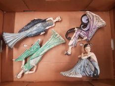 A group of 4 Shudehill resin art deco style lady figures (4)