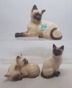 A group of Three Siamese Cat Figures to Include 1558, 1296 and 1887 (3)