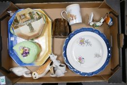 A mixed collection of items to include Beswick Swan, Barn owl, Royal Doulton Seriesware dish, Sylvac