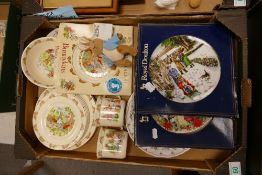 A mixed collection of items to include Royal Doulton Bunnykins theme breakfast ware, decorative wall