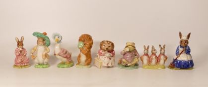 Royal Albert Beatrix Potter figures Flopsy, Mopsy & Cottontail, Mrs Tiggywinkle Takes Tea,