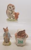 Beswick Beatrix Potter Figures To Include Old Mr. Brown (gold backstamp), Mrs. Tiggy Winkle and