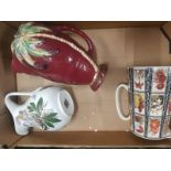 A mixed collection of Jugs to include Portmerion botanic garden jug, large beswick ware palm tree
