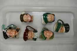 A Collection of Royal Doulton Small Character Jugs to include Long John Silver D6152, Old