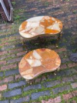 Brass and Oynx Nest of 3 occasional tables