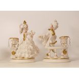 House of Faberge Romance in The Garden Figural Porcelain Candlsticks in the form of two Louis XV