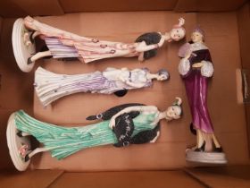 A group of 4 Shudehill resin art deco style lady figures (4)