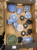 A Collection of Wedgewood Items to Include Jasperware Pin Dishes, Bud Vases, Small Planter,