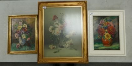 Three Floral Still Life Paintings to include one watercolour signed Margaret Bice and two other