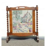 1903 Oak Fire Screen with tapestry panel