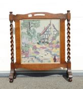 1903 Oak Fire Screen with tapestry panel