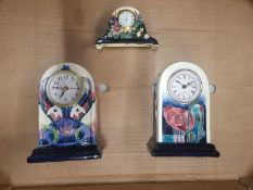 Old tupton ware group of 3 mantle clocks