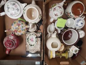 A Mixed Collection of Teapots, Jugs, etc.- 2 Trays