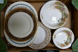 A mixed collection of items to include Minton Tiffany & Co gilded dinner plate, Wedgwood Gold
