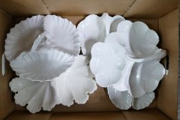 Four Shelley white trefoil dishes together with 1 unmarked piece (5)