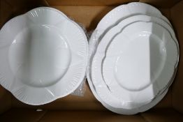 Shelley Dainty white platters together with 12 dinner plates, 27cm diameter (17 pieces)