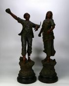 Pair of Large French Spelter Type Figures, height 60cm(2)