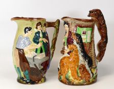 Burleigh Ware Large Jugs Thee Runaway Marriage & A Reproduction of Old Fedding Time, height of